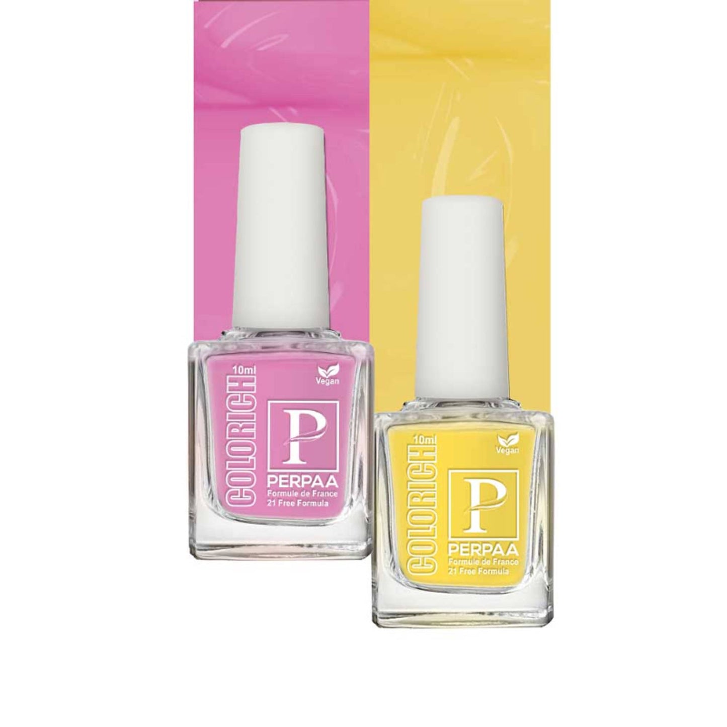 PERPAA Colorich Lime Yellow & Rose Pink Nail Polish - Pack of 2