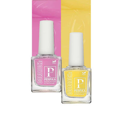 PERPAA Colorich Lime Yellow & Rose Pink Nail Polish - Pack of 2