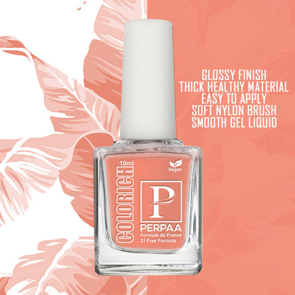 PERPAA Colorich Peach & Light Sea Green Nail Polish - Pack of 2