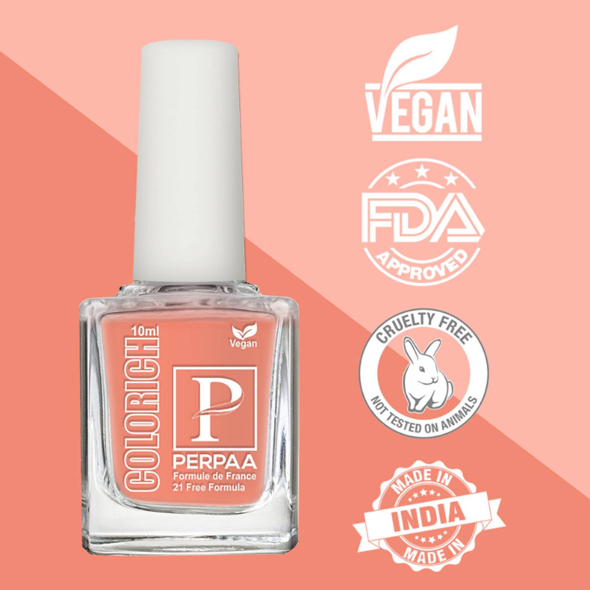 PERPAA Colorich Peach & Light Sea Green Nail Polish - Pack of 2