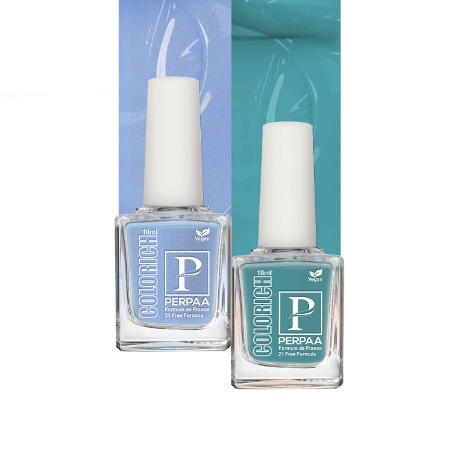 PERPAA Colorich Light Sea Green & Texture Blue Nail Polish - Pack of 2
