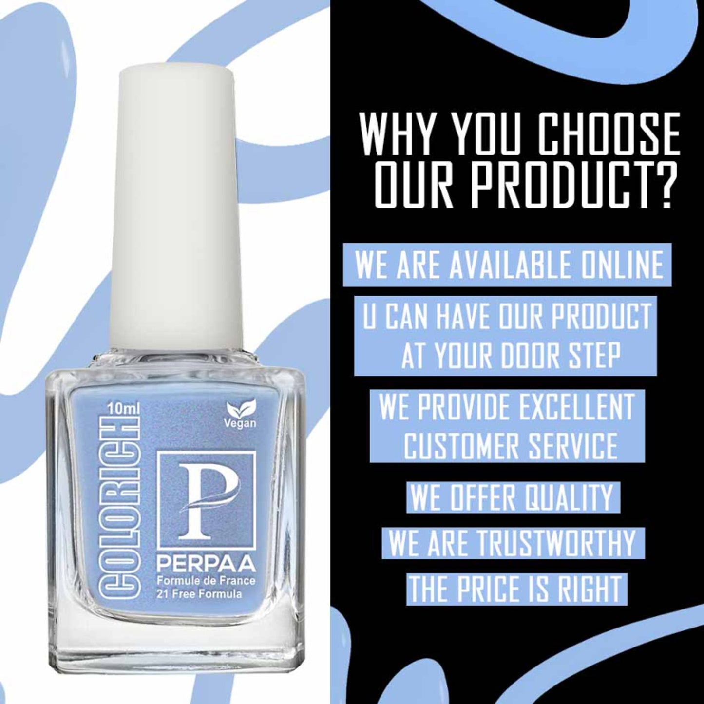 PERPAA Colorich Light Sea Green & Texture Blue Nail Polish - Pack of 2