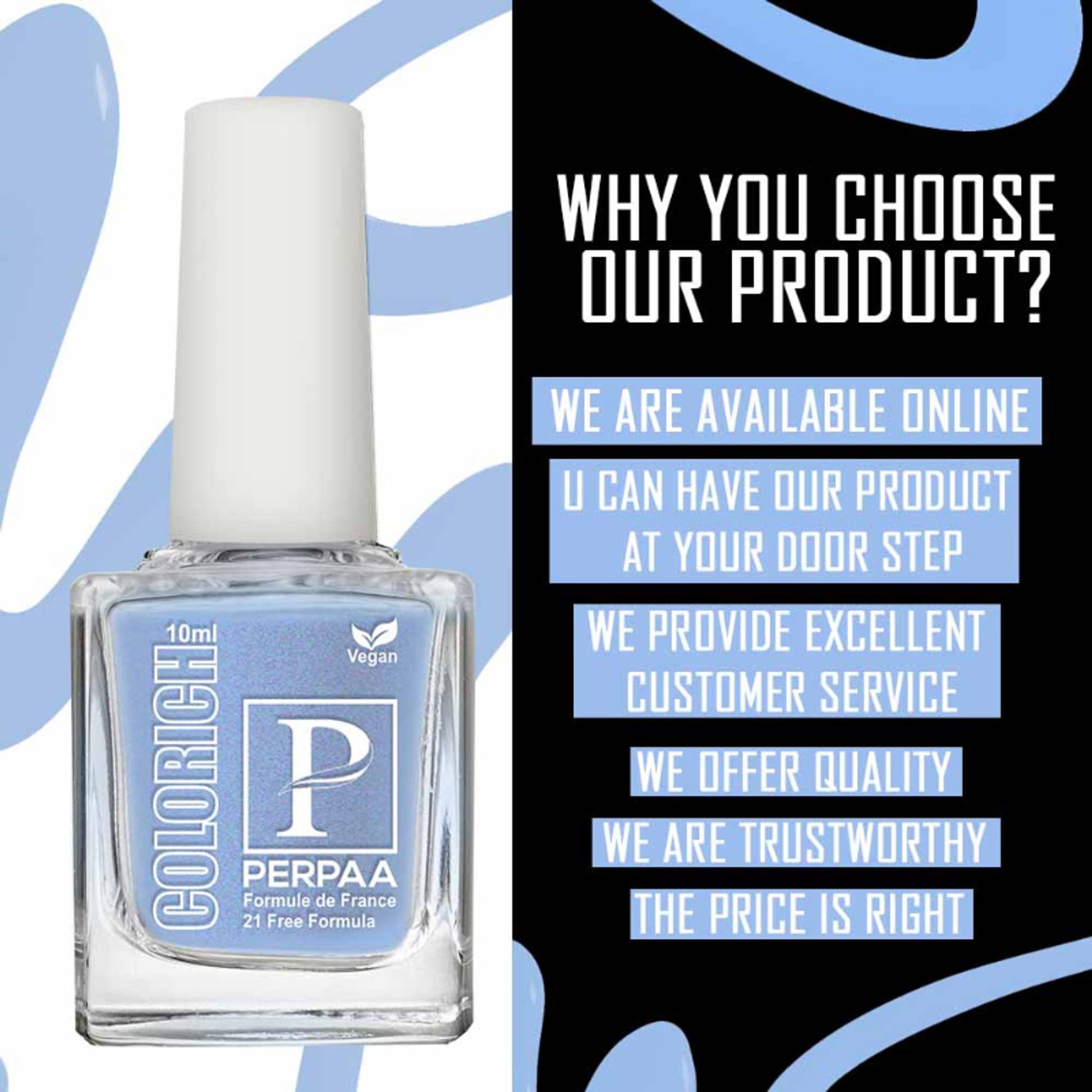 PERPAA Colorich Light Sea Green & Texture Blue Nail Polish - Pack of 2