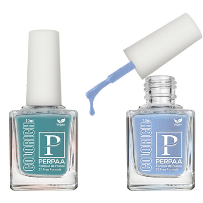 PERPAA Colorich Light Sea Green & Texture Blue Nail Polish - Pack of 2