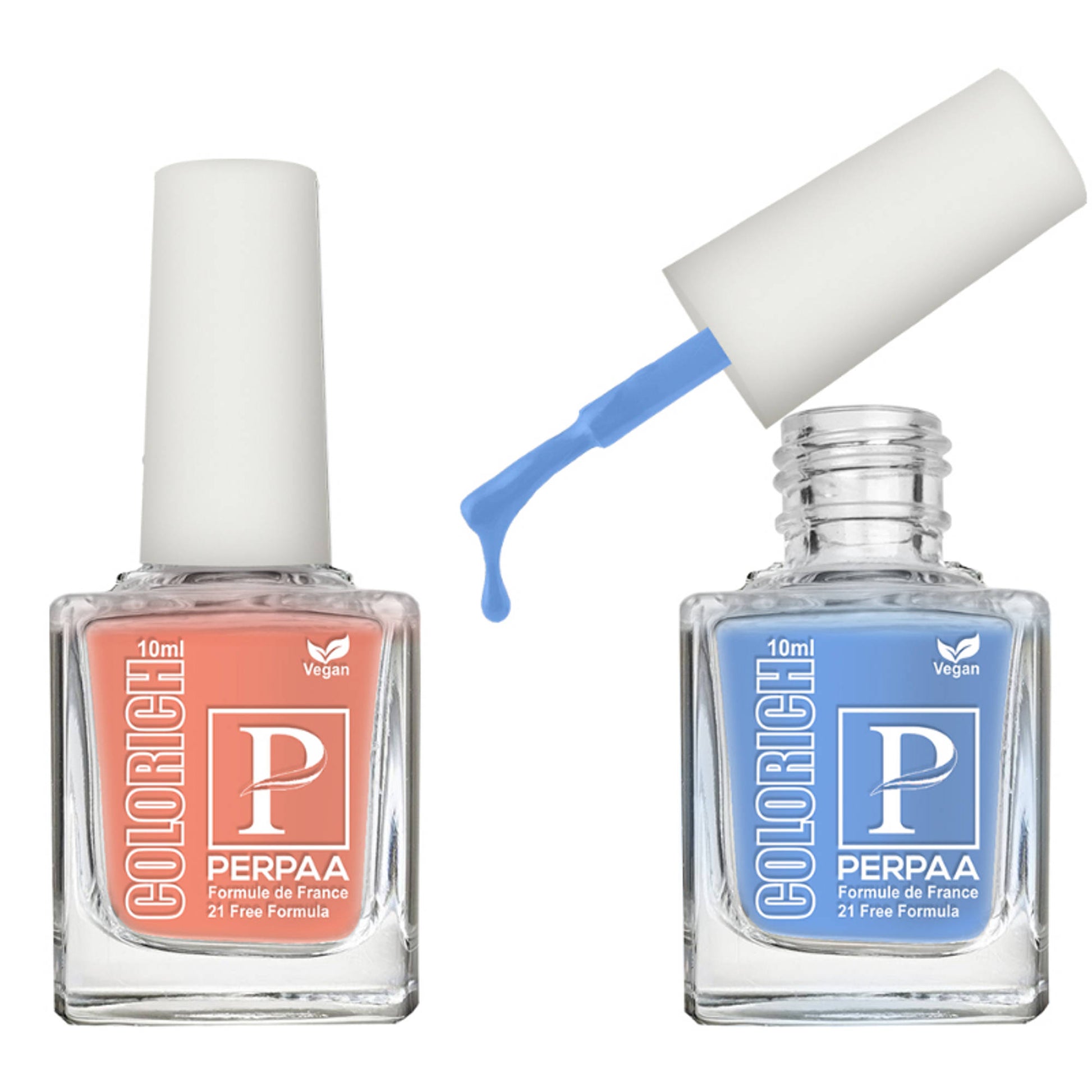 PERPAA Colorich Ice Blue & Shimmer Peach Nail Polish - Pack of 2