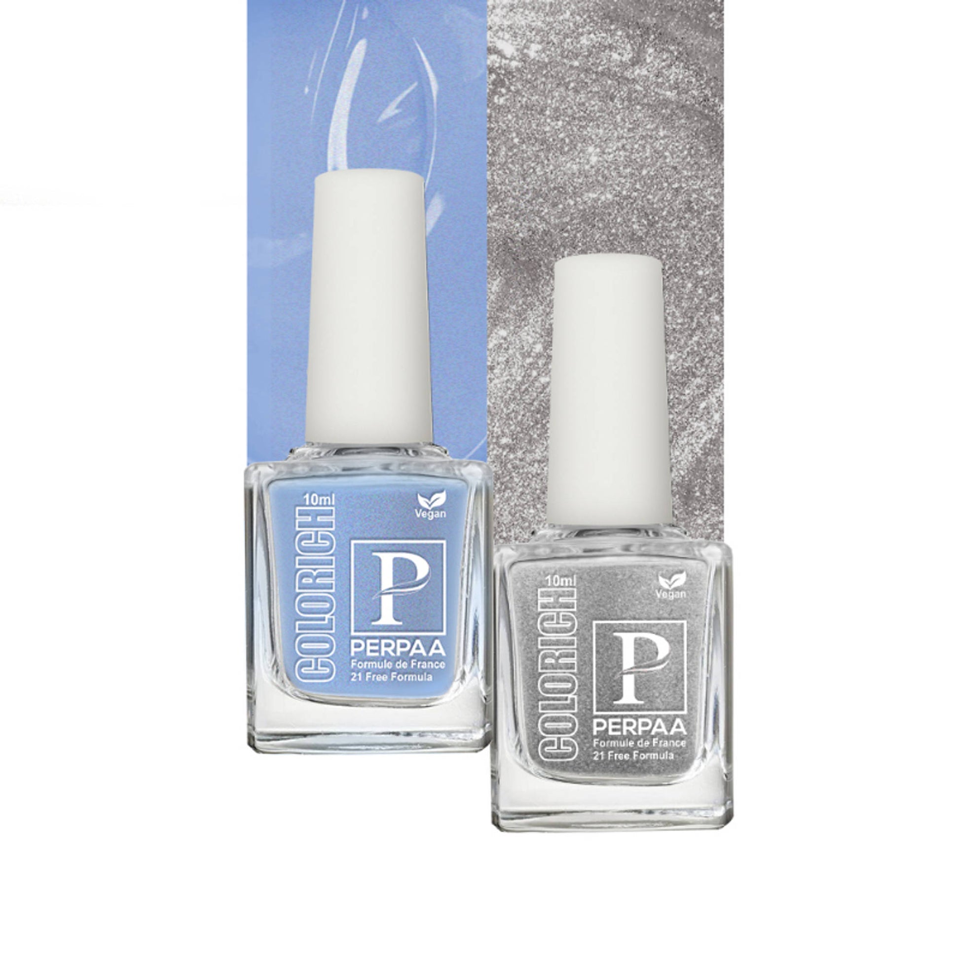 PERPAA Colorich Texture Blue & Texture Silver Nail Polish - Pack of 2