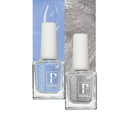 PERPAA Colorich Texture Blue & Texture Silver Nail Polish - Pack of 2