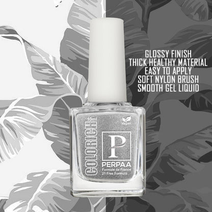 PERPAA Colorich Texture Blue & Texture Silver Nail Polish - Pack of 2