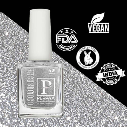 PERPAA Colorich Texture Blue & Texture Silver Nail Polish - Pack of 2