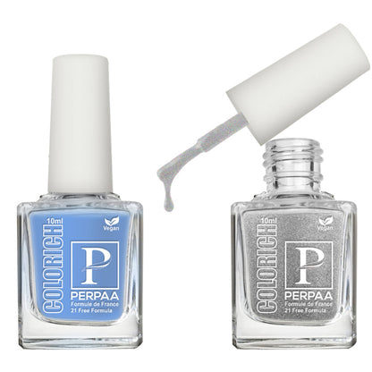 PERPAA Colorich Texture Blue & Texture Silver Nail Polish - Pack of 2