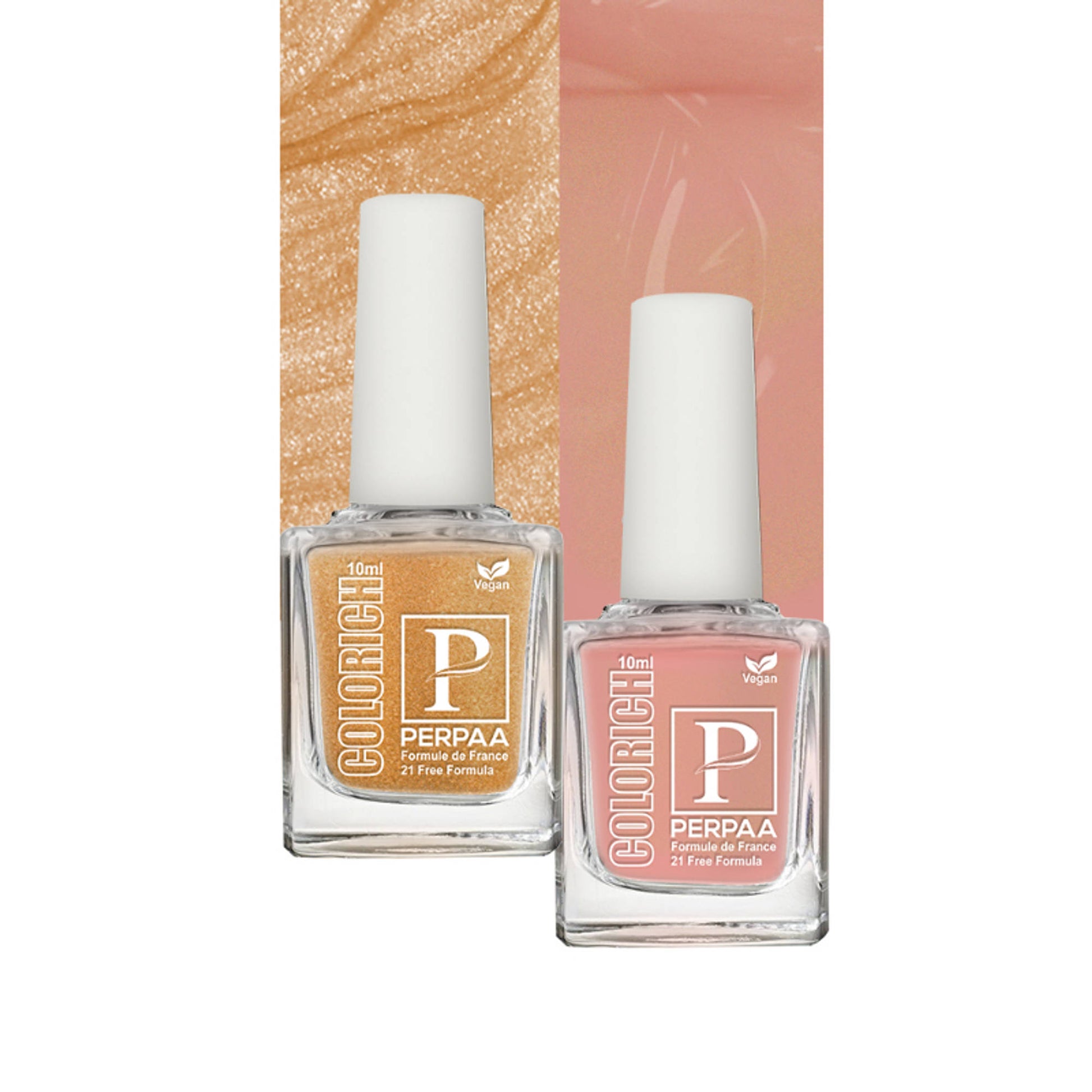 PERPAA Colorich Shimmer Peach & Golden Bliss Nail Polish - Pack of 2