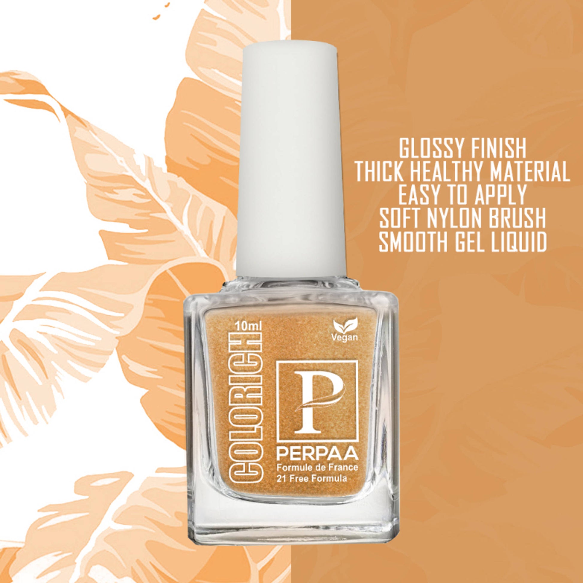 PERPAA Colorich Shimmer Peach & Golden Bliss Nail Polish - Pack of 2