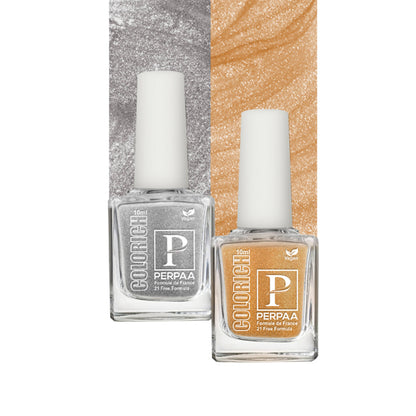 PERPAA Colorich Texture Silver & Golden Bliss Nail Polish - Pack of 2