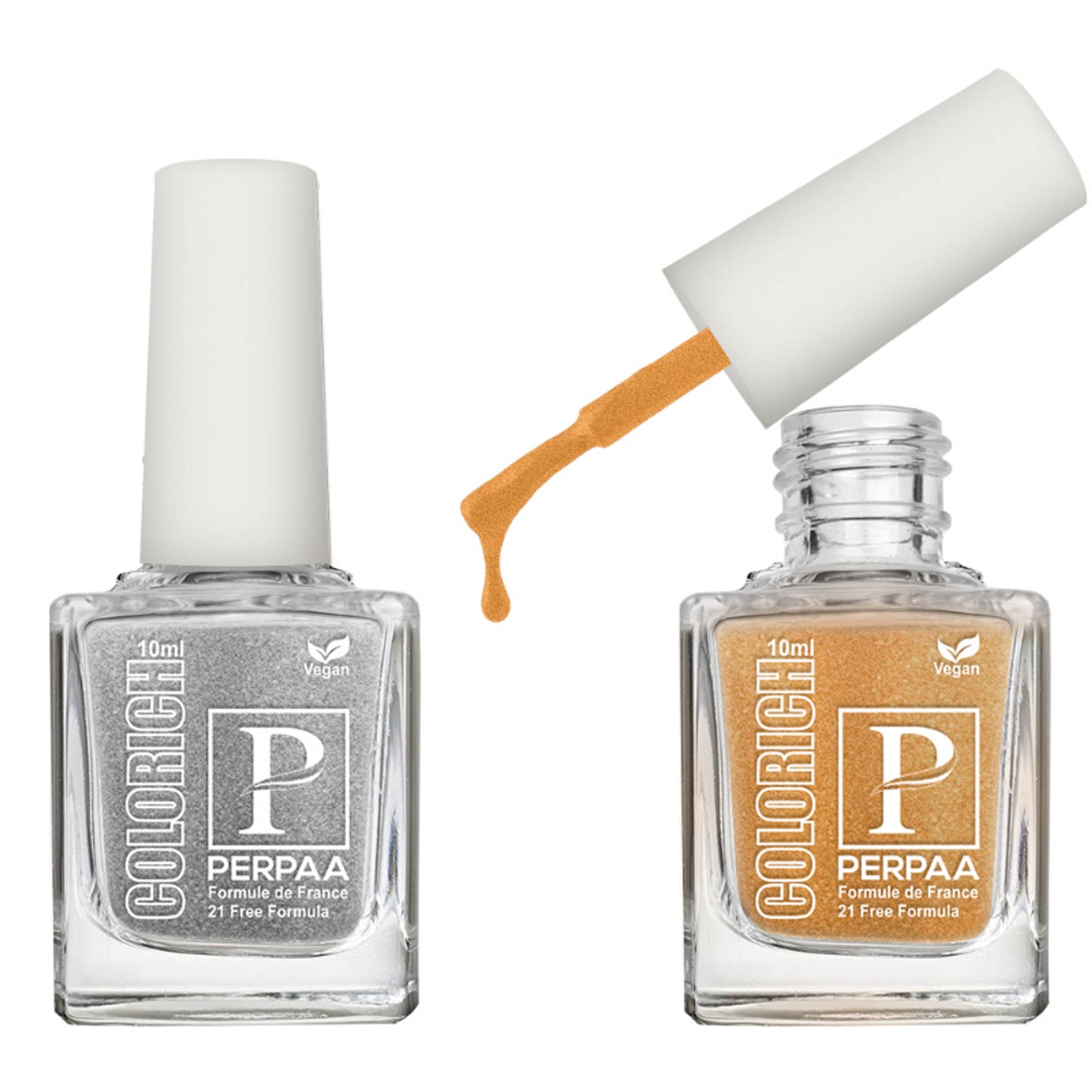 PERPAA Colorich Texture Silver & Golden Bliss Nail Polish - Pack of 2