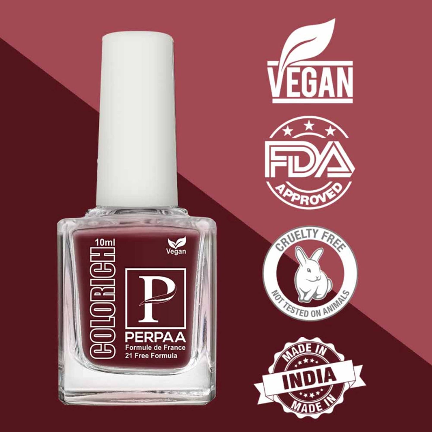 PERPAA Colorich Bold Red & Maroon Nail Polish - Pack of 2