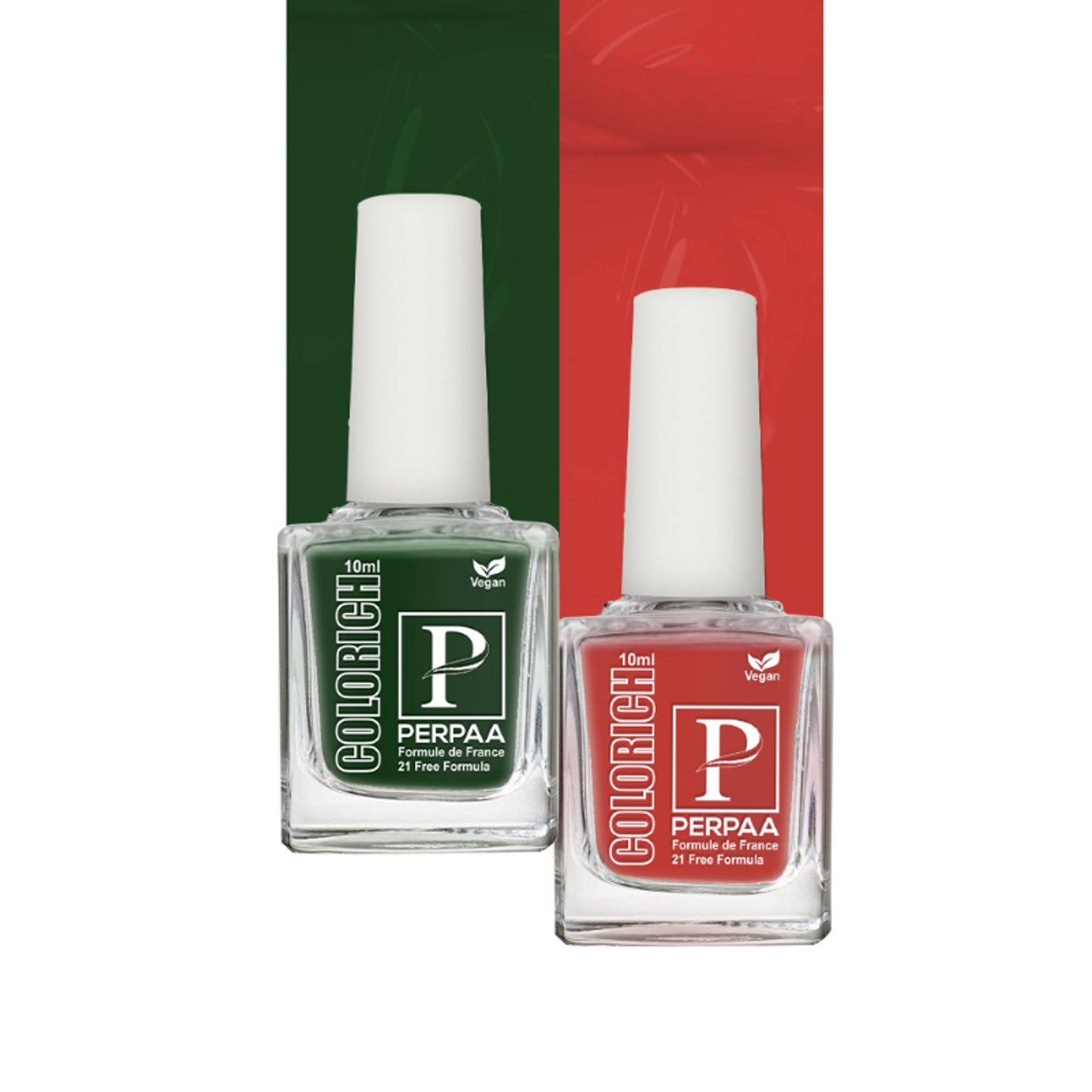 PERPAA Colorich Bold Red & Army Green Nail Polish - Pack of 2