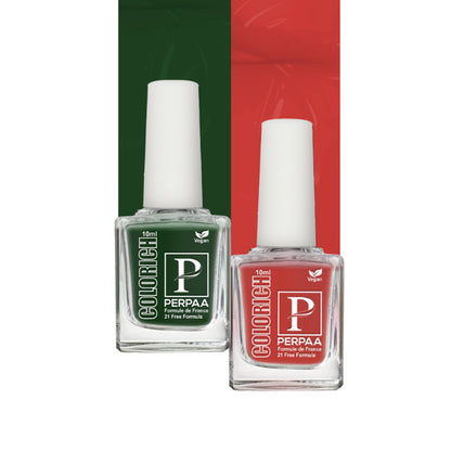 PERPAA Colorich Bold Red & Army Green Nail Polish - Pack of 2