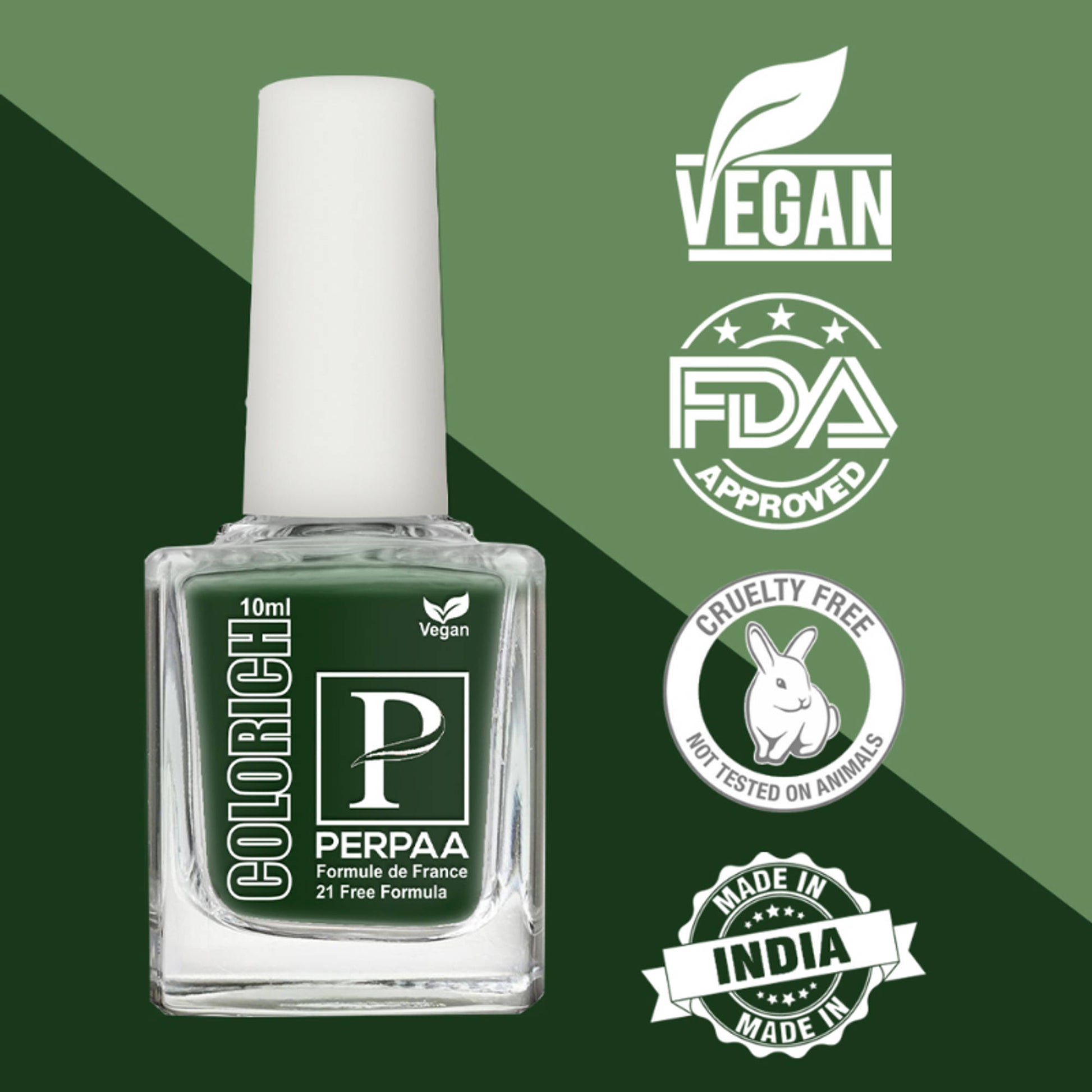 PERPAA Colorich Bold Red & Army Green Nail Polish - Pack of 2