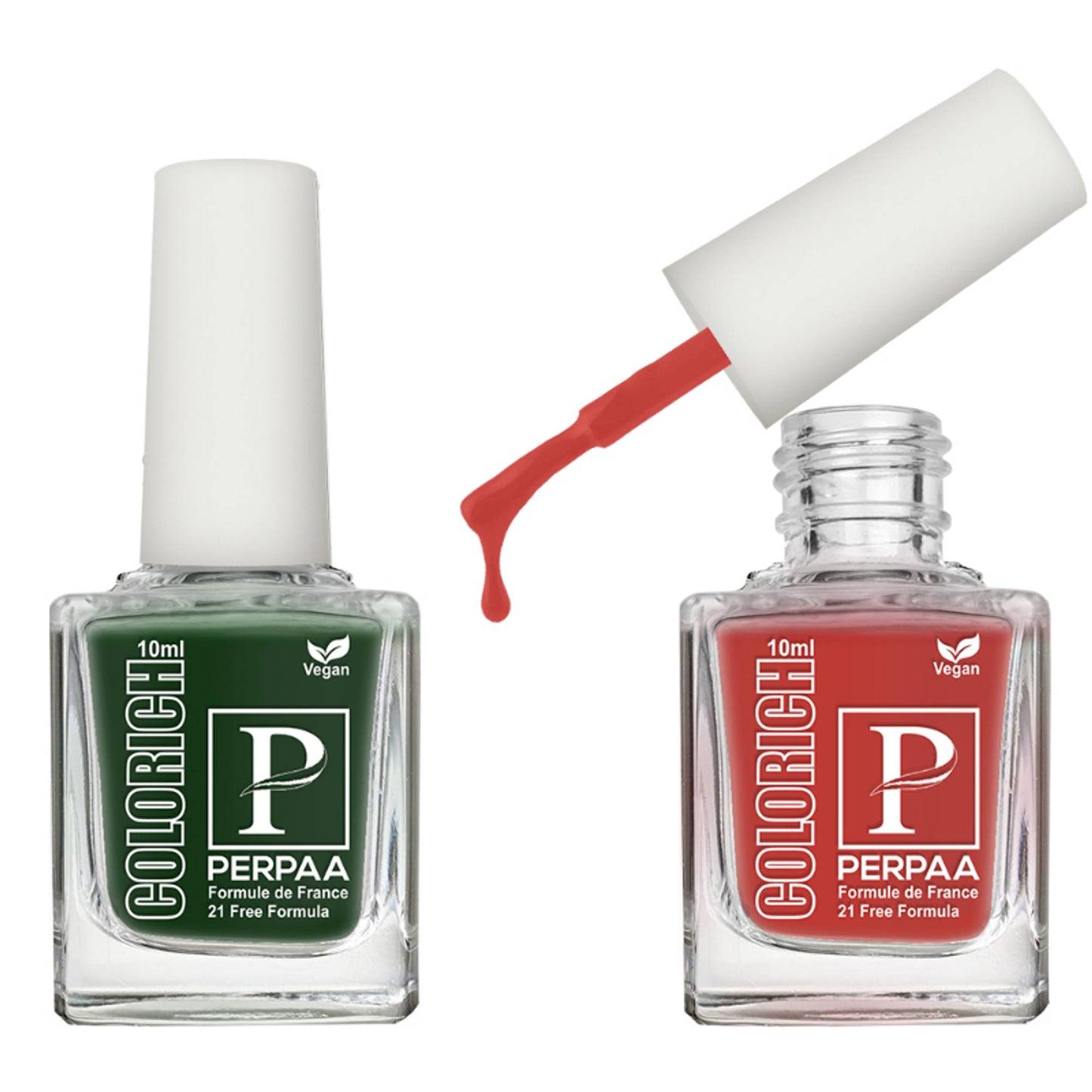 PERPAA Colorich Bold Red & Army Green Nail Polish - Pack of 2
