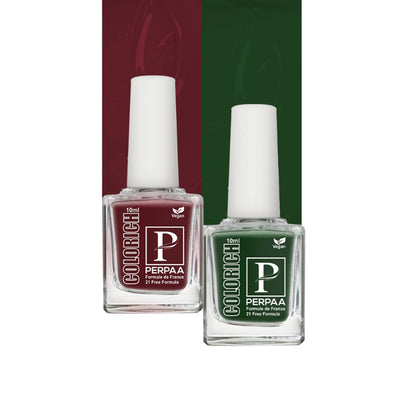 PERPAA Colorich Maroon & Army Green Nail Polish - Pack of 2