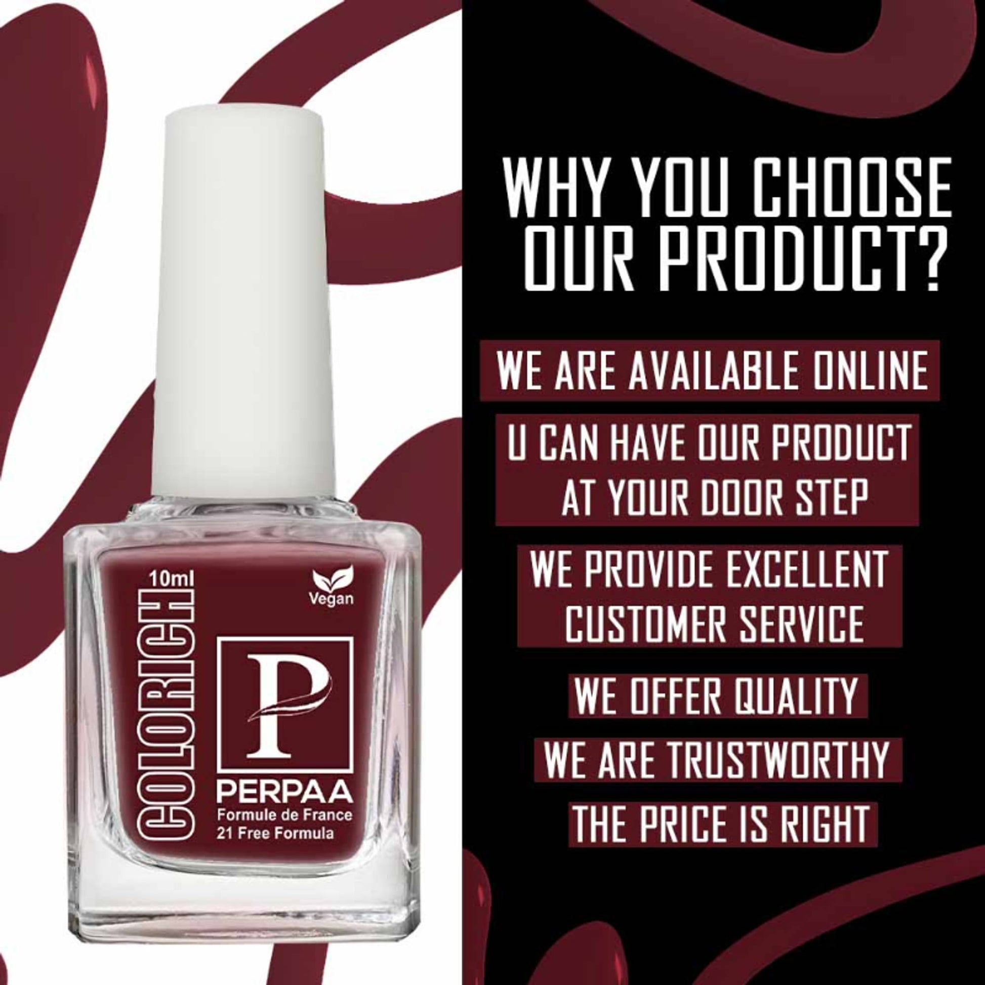 PERPAA Colorich Maroon & Army Green Nail Polish - Pack of 2