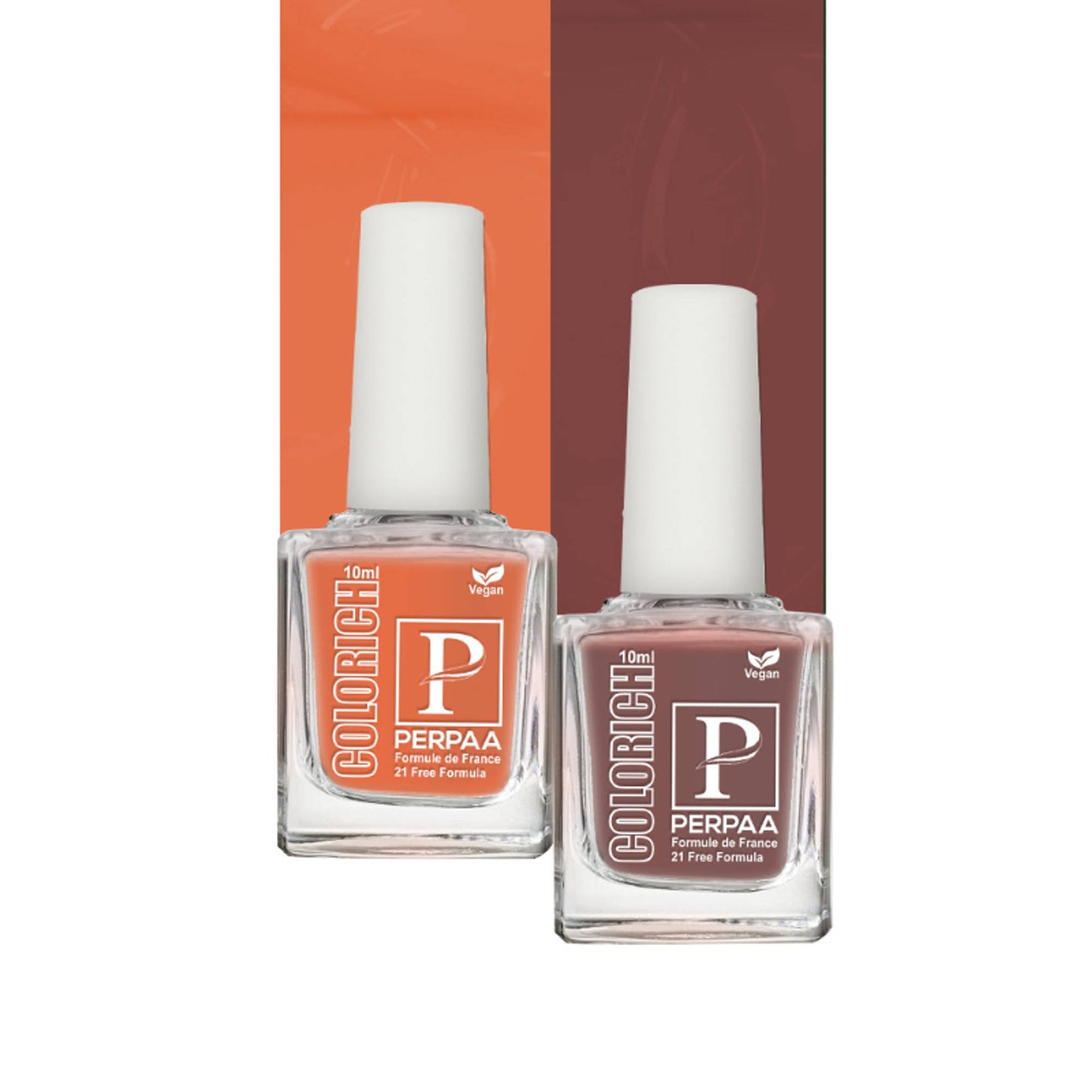 PERPAA Colorich Orange & Coco Brown Nail Polish - Pack of 2