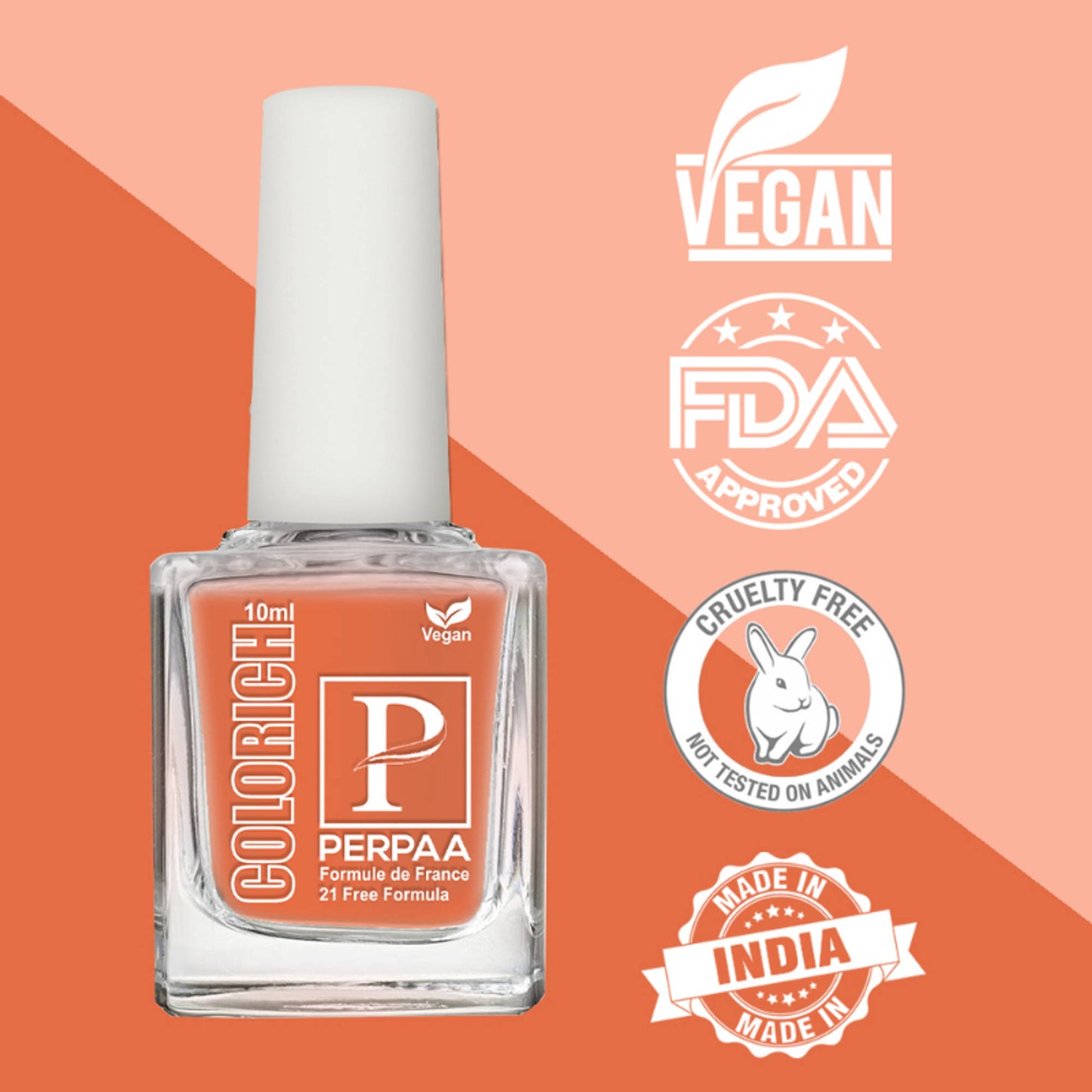PERPAA Colorich Orange & Coco Brown Nail Polish - Pack of 2