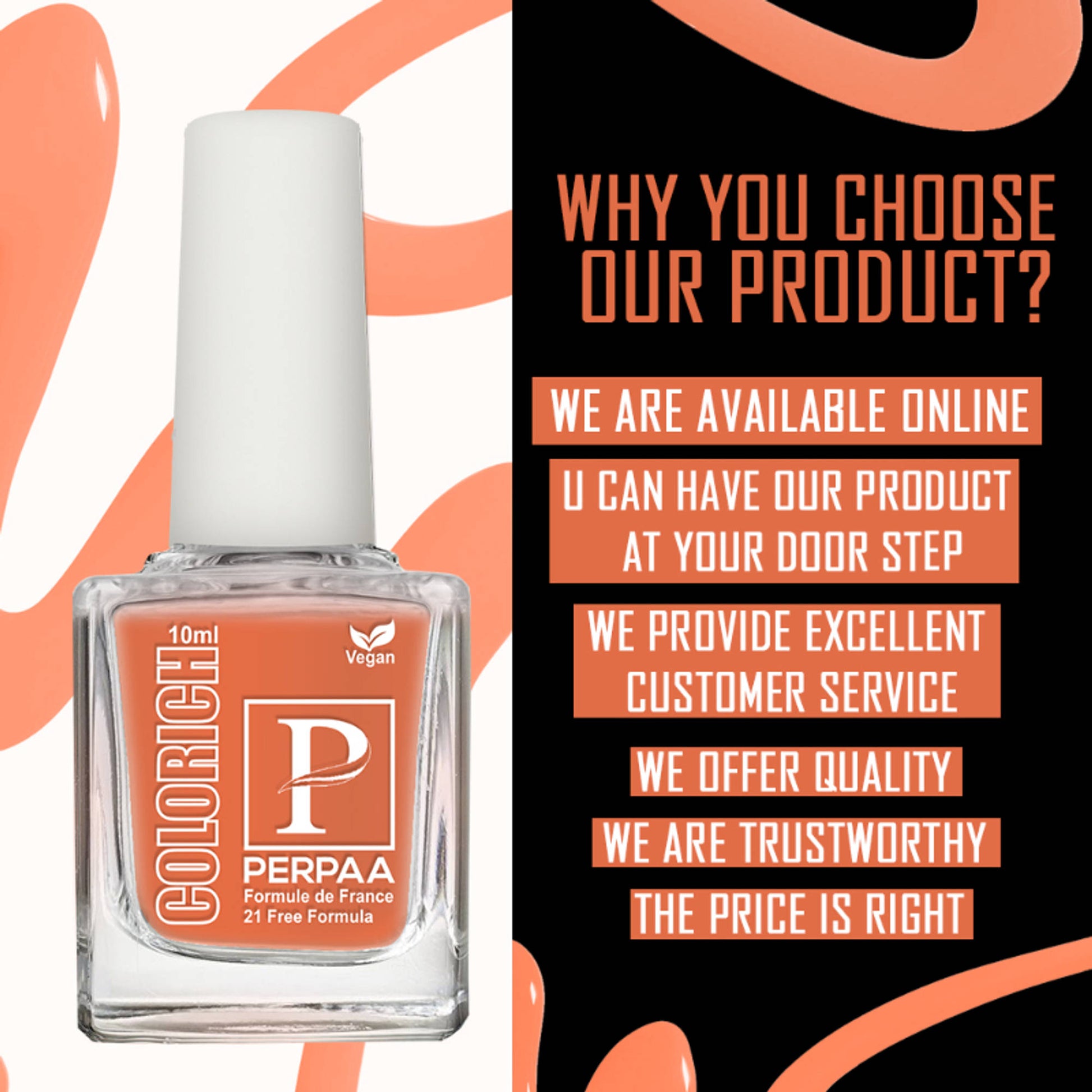 PERPAA Colorich Orange & Coco Brown Nail Polish - Pack of 2