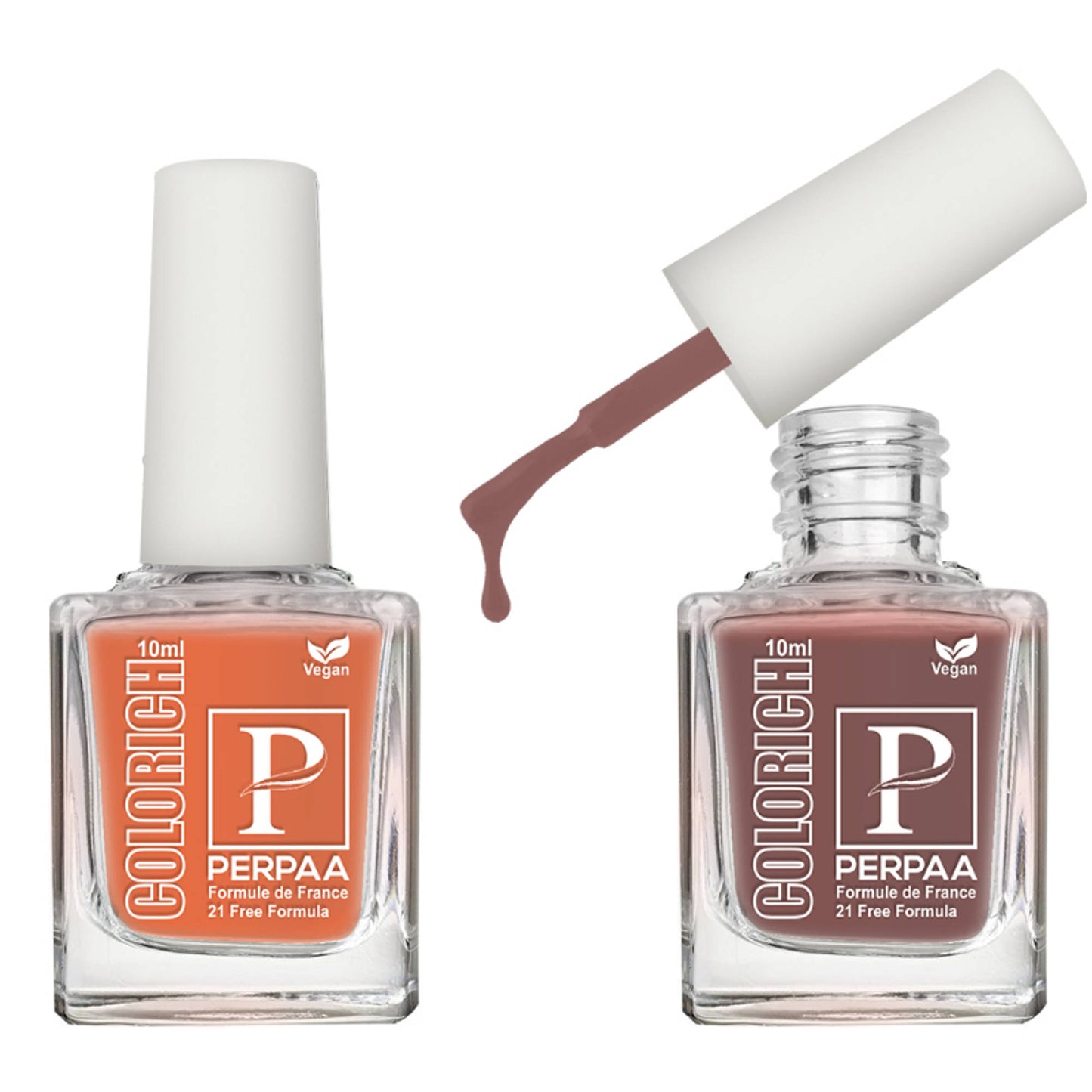 PERPAA Colorich Orange & Coco Brown Nail Polish - Pack of 2