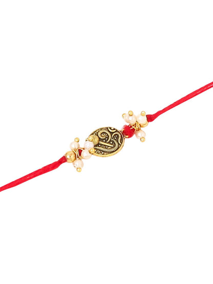 Anouk Pack Of 2 Swastik Desgin Bhaiya Bhabhi Rakhi With Roli Chawal Chandan Mishri