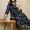 Indyancart IE Floral Printed V Neck Pure Cotton Kurta With Salwar & Dupatta
