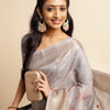 Dhiyona GR Women's Savi Grey Cotton Khadi Silk Saree