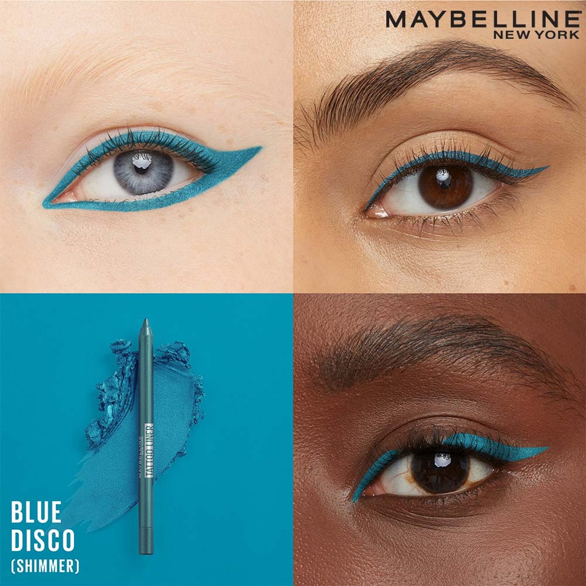 Maybelline Tattoo Gel Eyeliner - Striking Navy Blue, Metallic/Matte, Water & Smudge-proof, Last 36H - Blue Disco