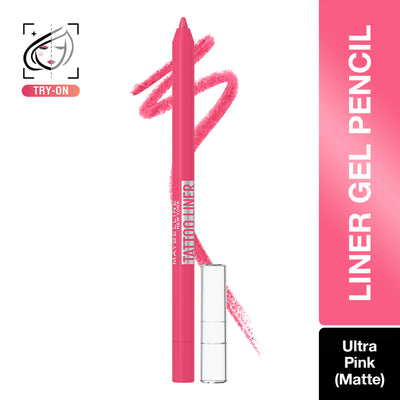 Maybelline Tattoo Gel Eyeliner - Striking Navy Blue, Metallic/Matte, Water & Smudge-proof, Last 36H - Ultra Pink