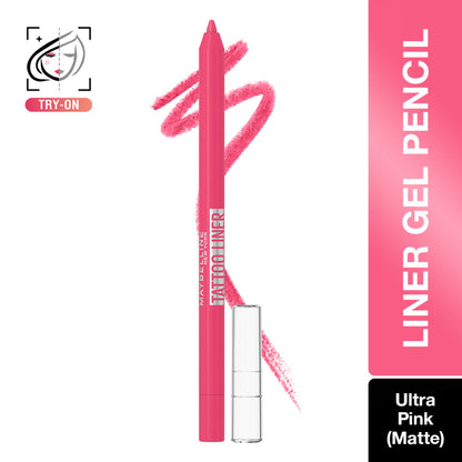 Maybelline Tattoo Gel Eyeliner - Striking Navy Blue, Metallic/Matte, Water & Smudge-proof, Last 36H - Ultra Pink