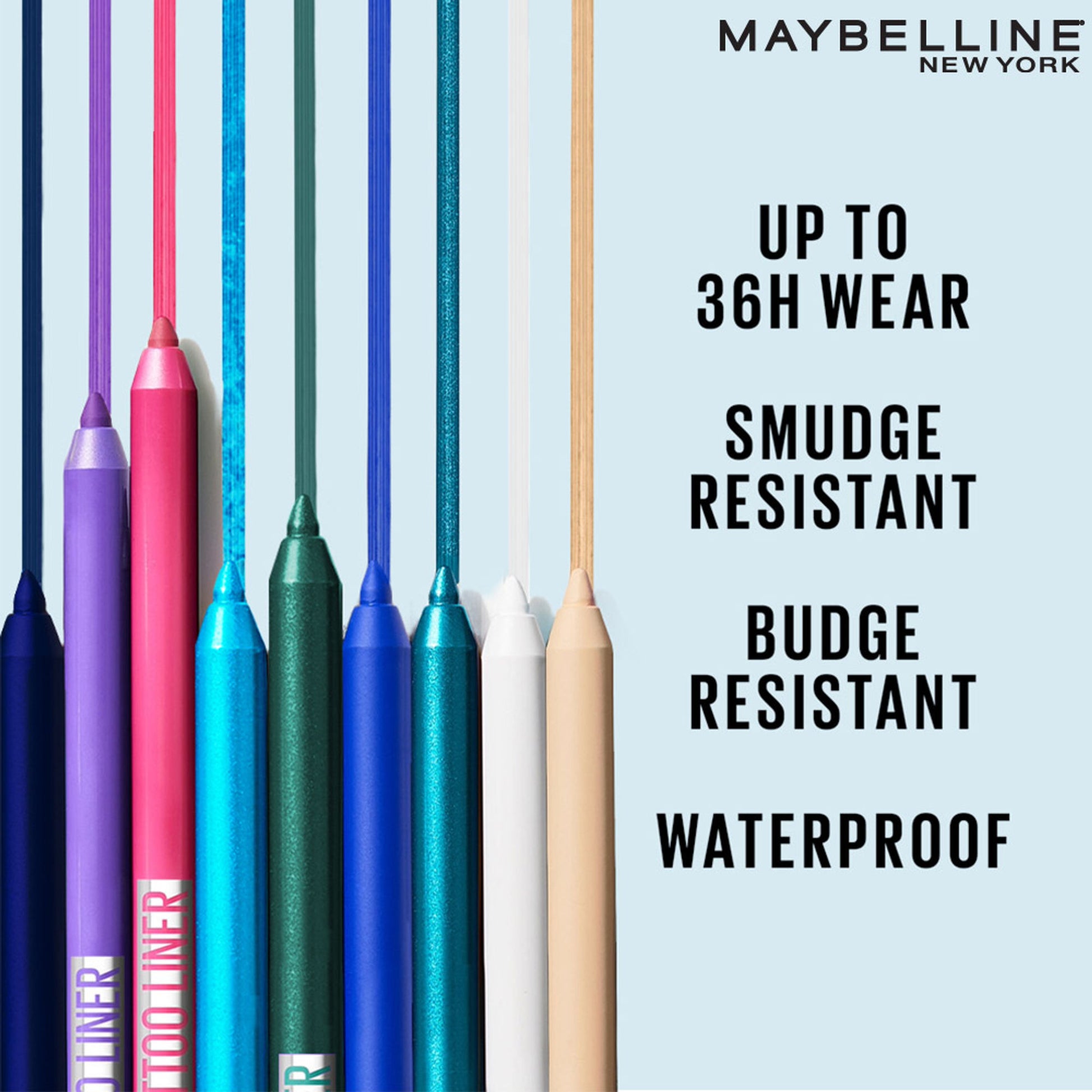 Maybelline Tattoo Gel Eyeliner - Striking Navy Blue, Metallic/Matte, Water & Smudge-proof, Last 36H - Ultra Pink