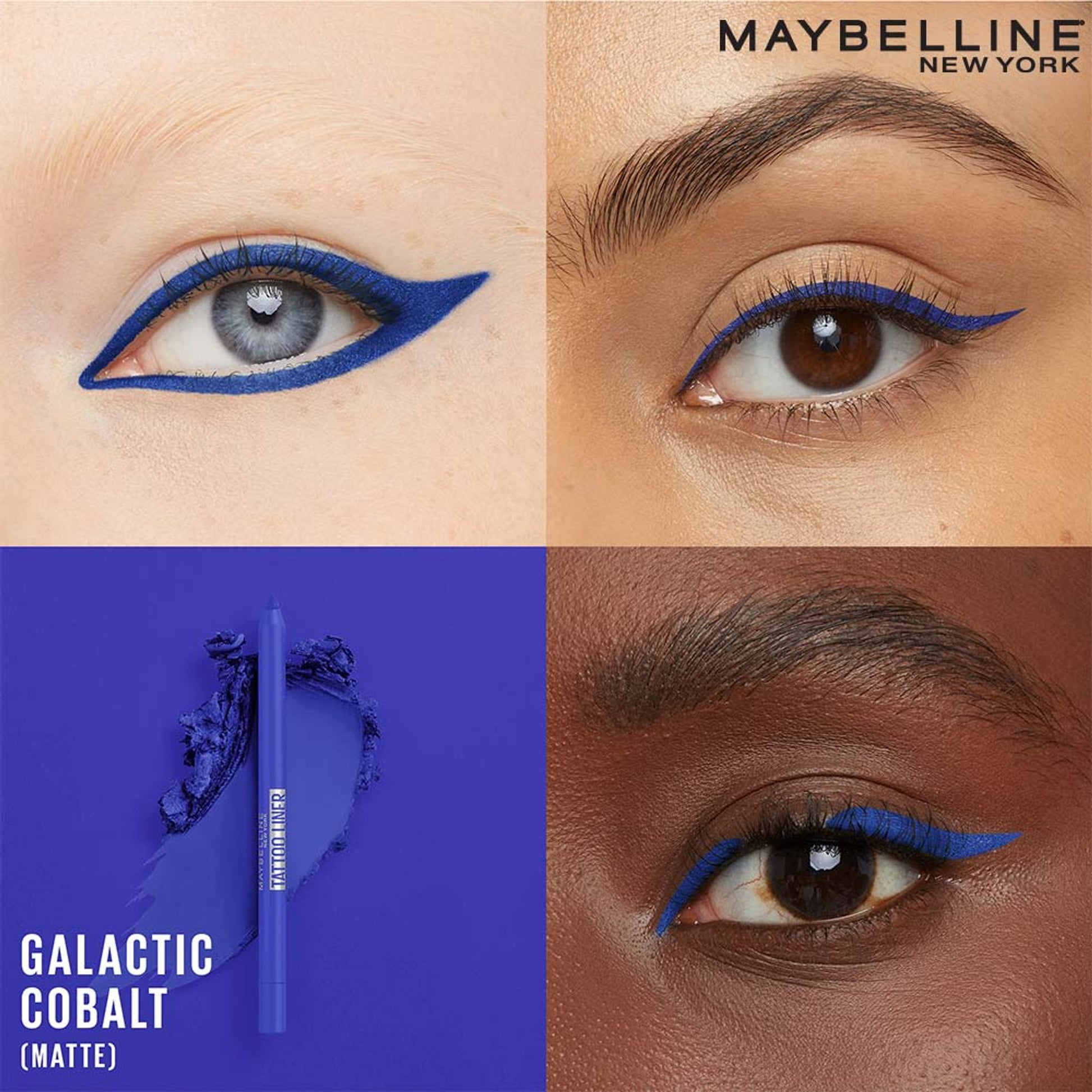 Maybelline Tattoo Gel Eyeliner - Striking Navy Blue, Metallic/Matte, Water & Smudge-proof, Last 36H - Galactic Cobalt