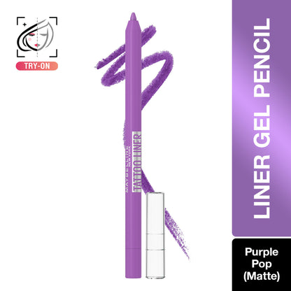 Maybelline Tattoo Gel Eyeliner - Striking Navy Blue, Metallic/Matte, Water & Smudge-proof, Last 36H - Purple Pop