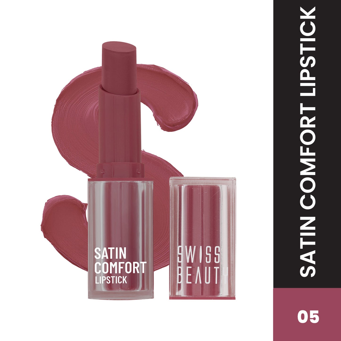 Swiss Beauty Satin Comfort Smooth Glide, Highly Pigmented , Ultra Hydrating Lipstick - 5 Vintage Pink