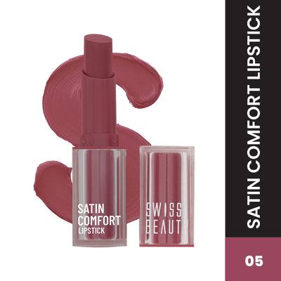 Swiss Beauty Satin Comfort Smooth Glide, Highly Pigmented , Ultra Hydrating Lipstick - 5 Vintage Pink