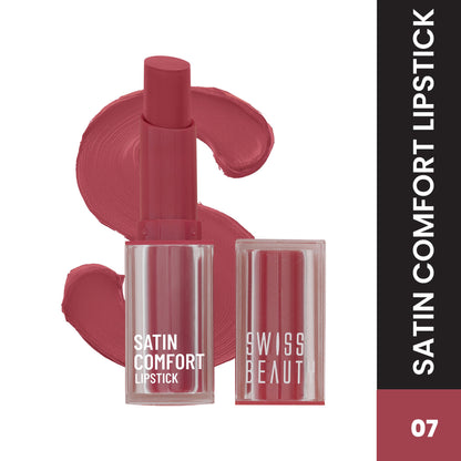 Swiss Beauty Satin Comfort Smooth Glide, Highly Pigmented , Ultra Hydrating Lipstick - 7 Pink Dusk