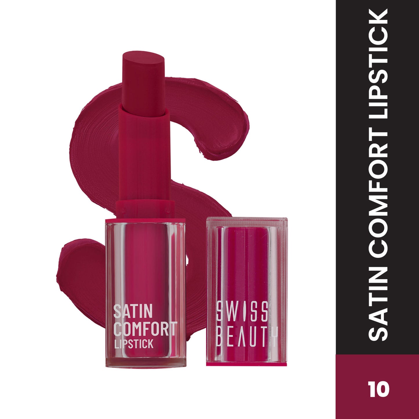 Swiss Beauty Satin Comfort Smooth Glide, Highly Pigmented , Ultra Hydrating Lipstick - 10 Wine Dine