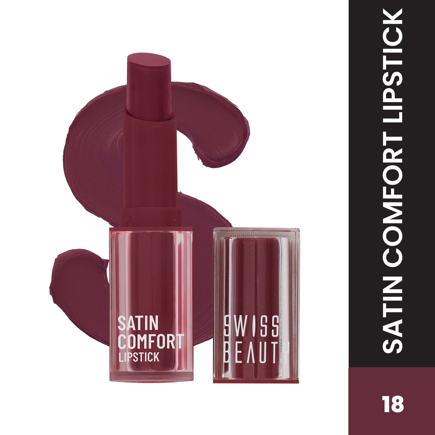 Swiss Beauty Satin Comfort Smooth Glide, Highly Pigmented , Ultra Hydrating Lipstick - 18 Rouge Red