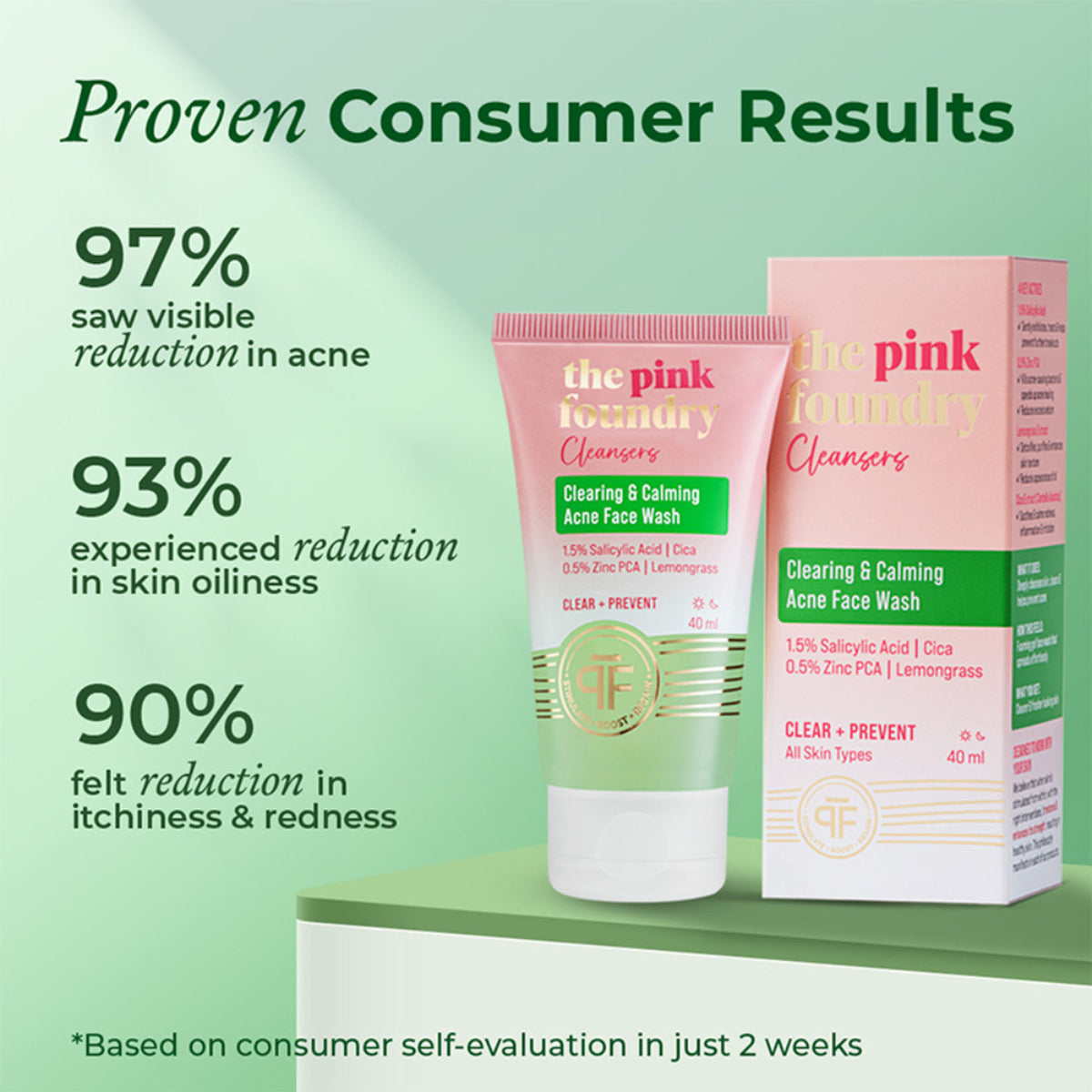 The Pink Foundry Salicylic Acid Acne Face Wash With Zinc & Cica - Treats Acne & Reduces Excess Oil