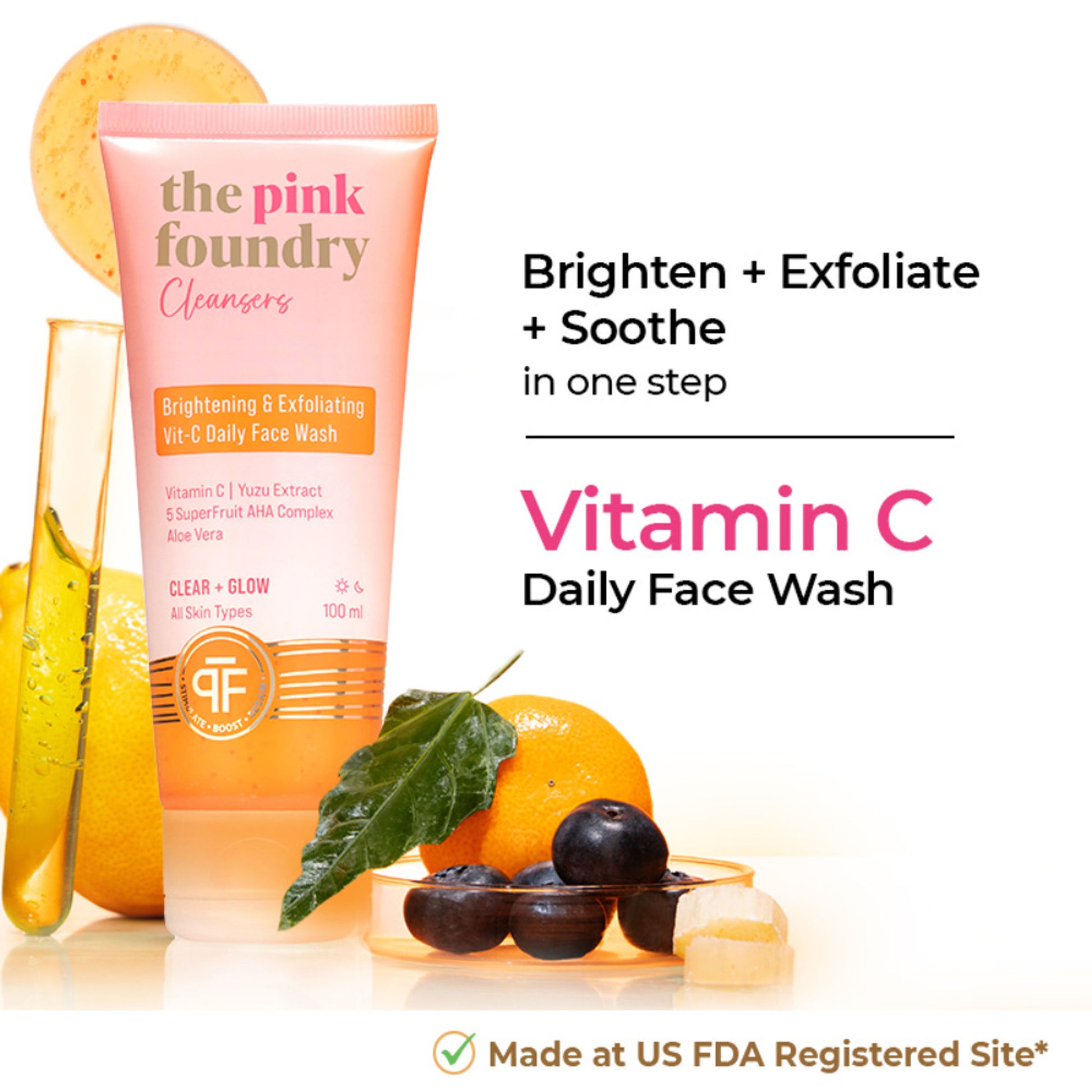 The Pink Foundry Brightening & Exfoliating Vit-C Daily Face Wash