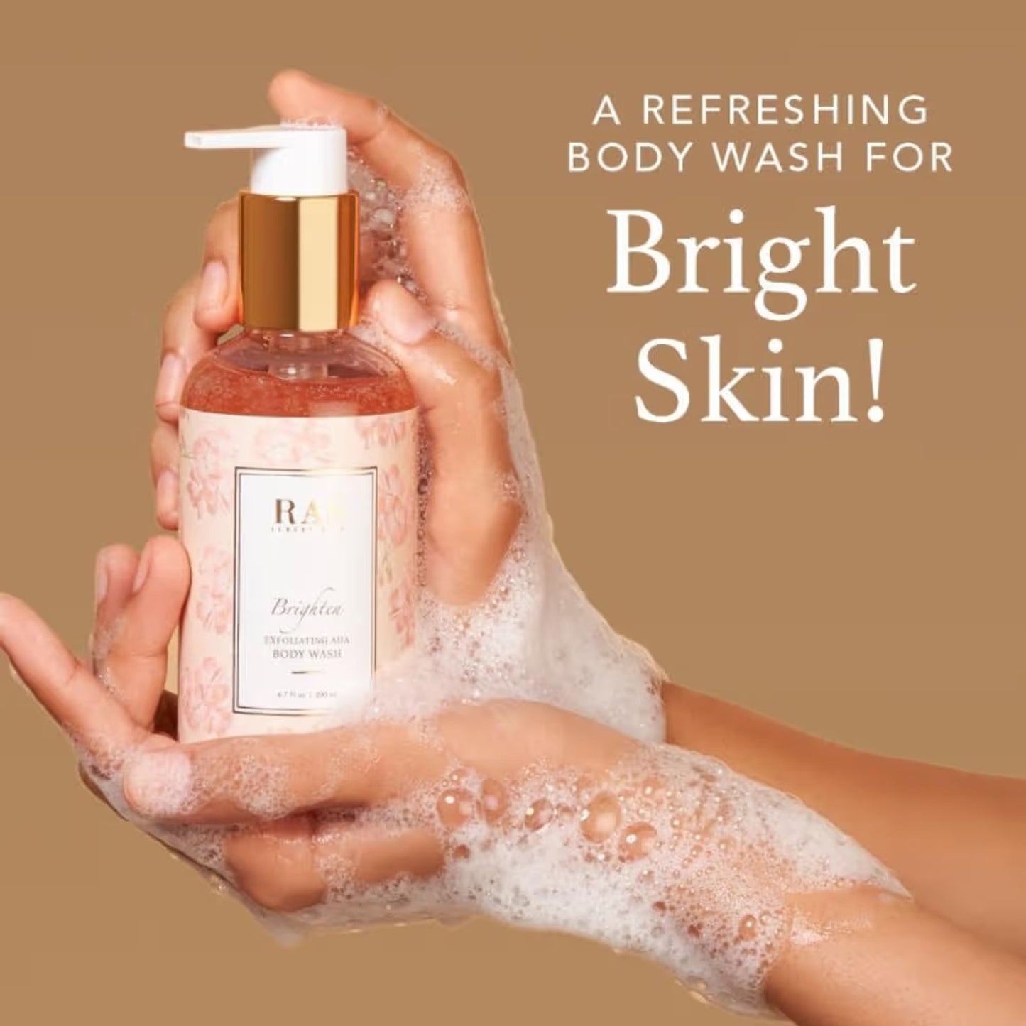 Ras Luxury Oils Brighten Exfoliating Aha Body Wash With Himalyan Rose & Pink Pepper - Sulphate Free