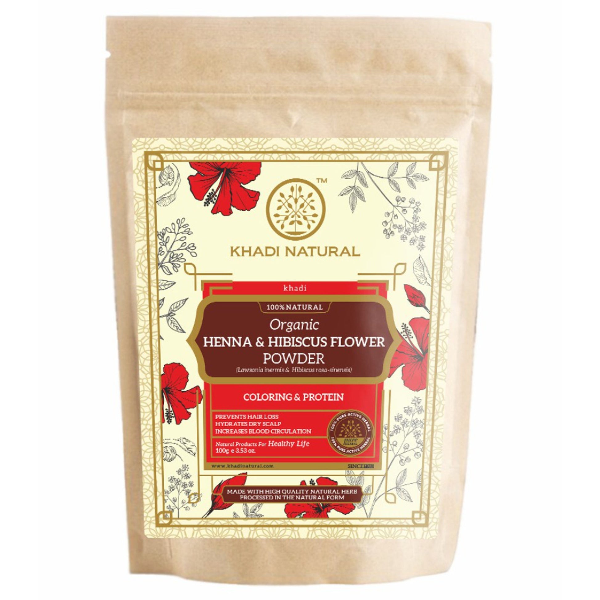 Khadi Natural Henna & Hibiscus Flower Organic Powder