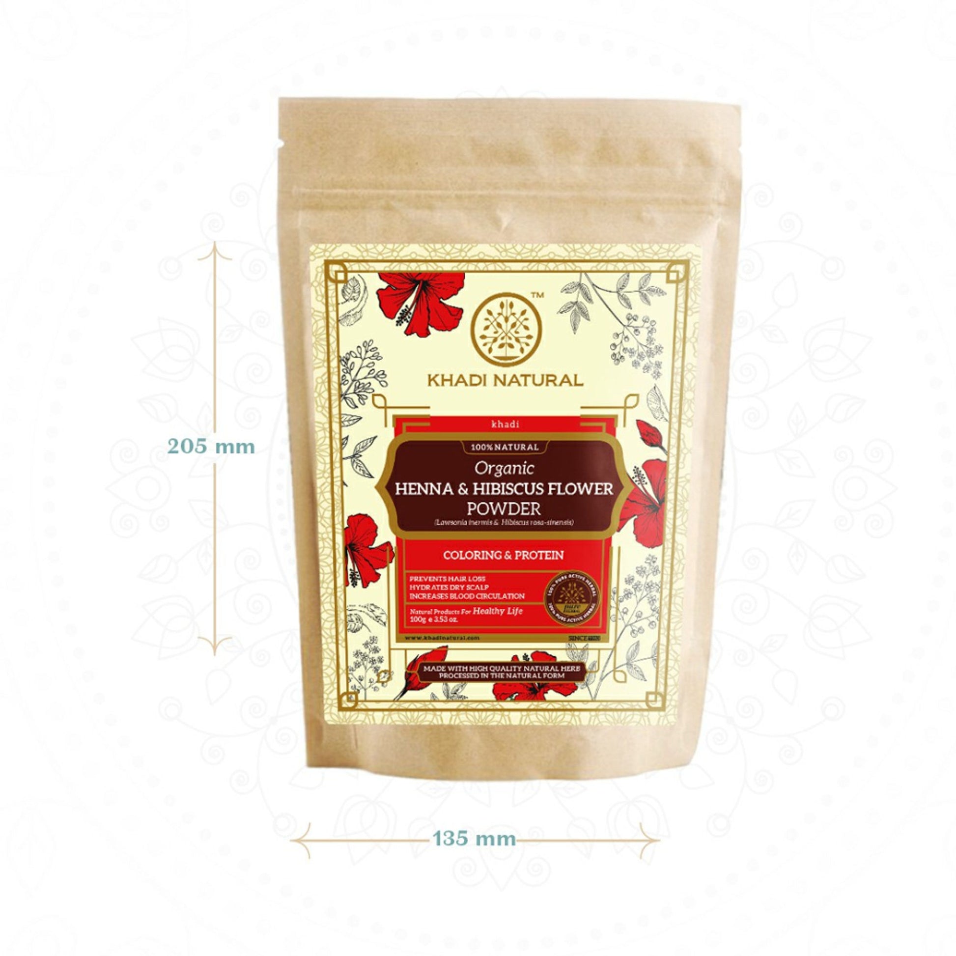 Khadi Natural Henna & Hibiscus Flower Organic Powder
