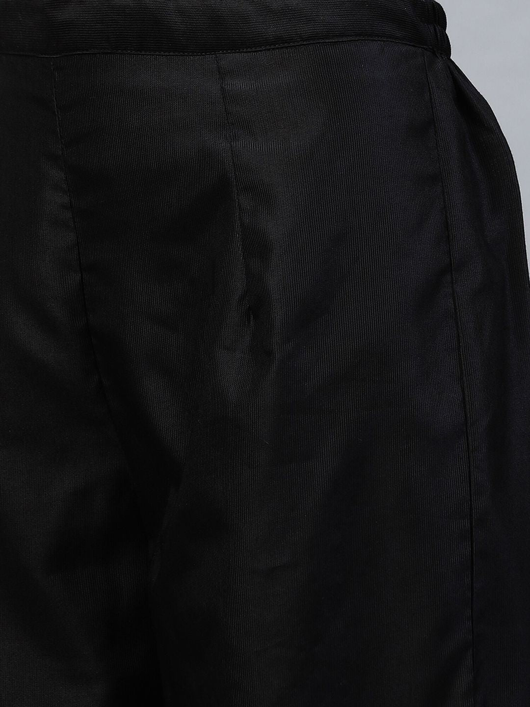 Indyancart IE Women Black & Maroon Solid Kurta with Trousers & Dupatta