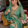 Indyancart IE Ethnic Motifs Embroidered Sequinned Straight Kurta Palazzos With Dupatta
